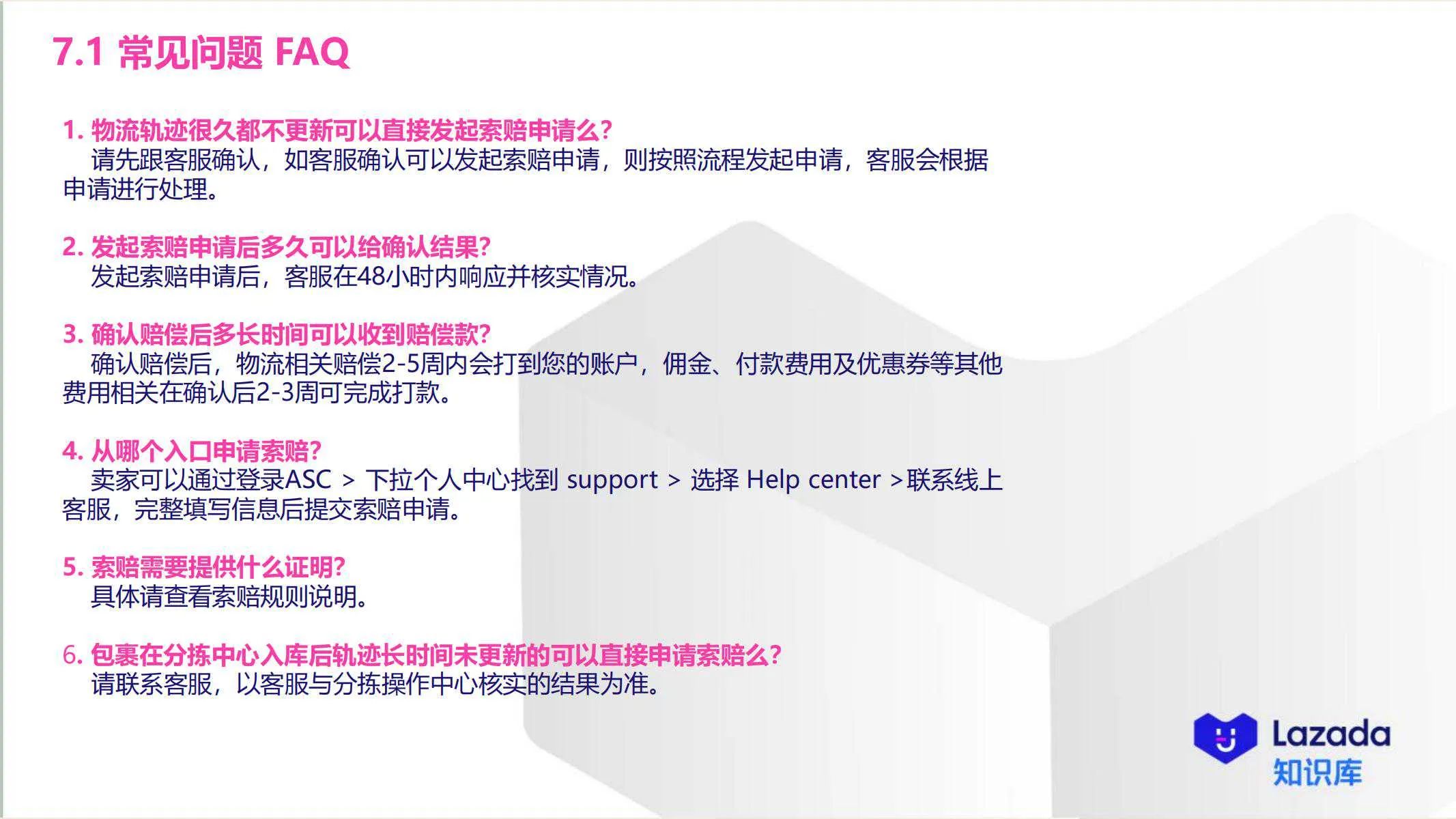 【Lazada知识大纲更新】物流索赔机制