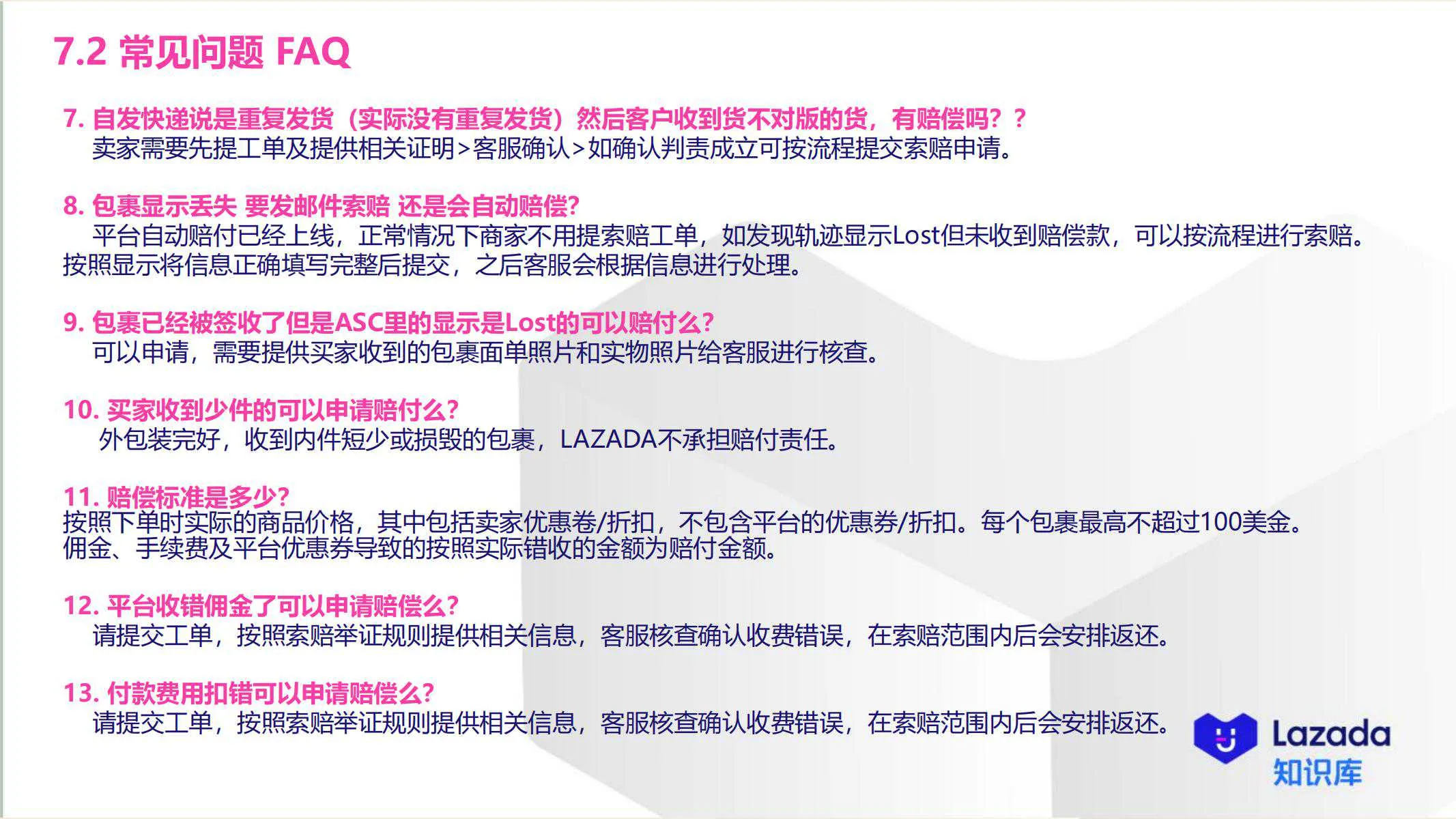 【Lazada知识大纲更新】物流索赔机制
