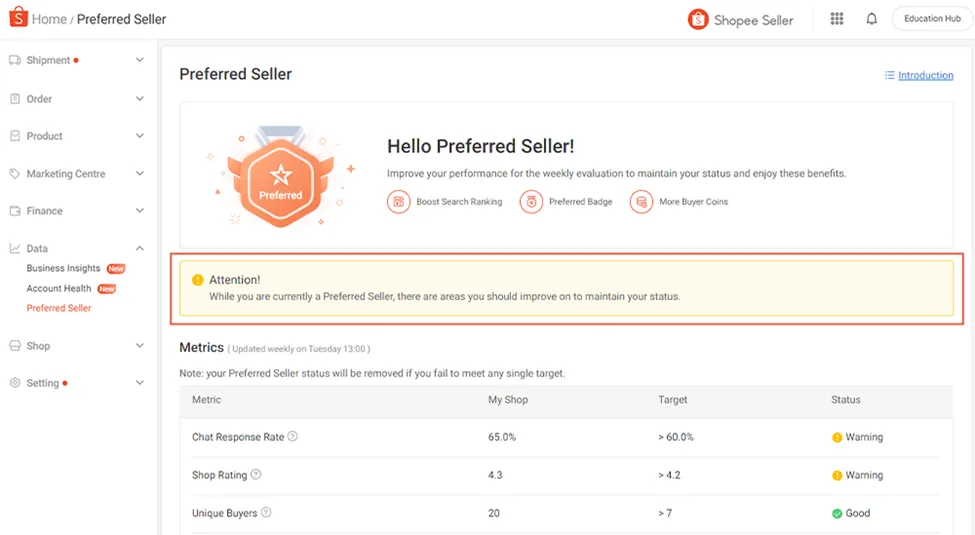 【Shopee知识大纲更新】优选卖家评选标准